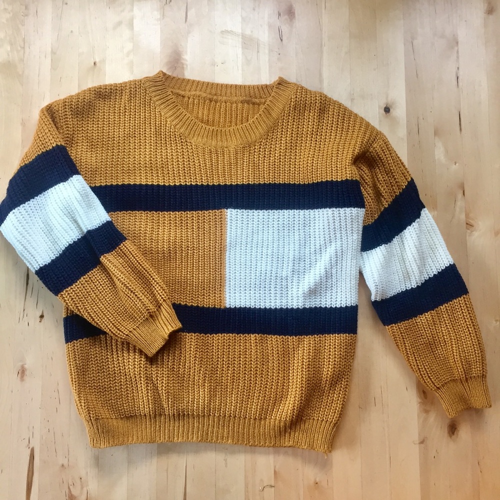 Colorblock Sweater 3/4 Sleeve